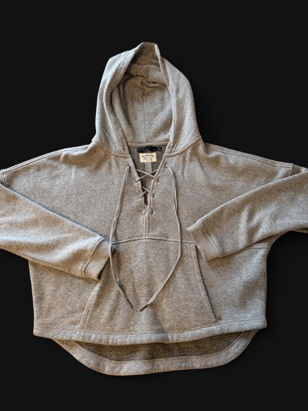 Prana Gray Lace-Up Hooded Sweatshirt